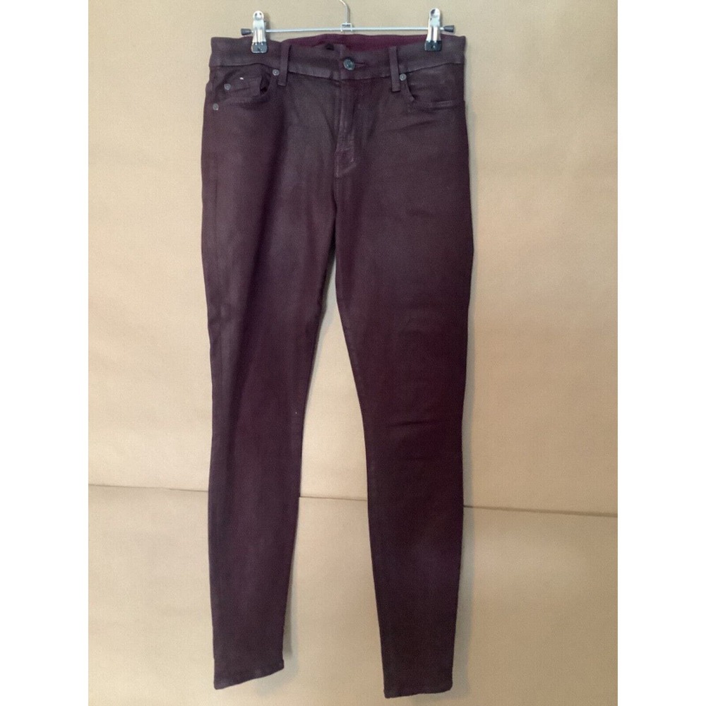 7 Seven for all Mankind the Ankle Skinny Waxed Stretched Jeans Size 27